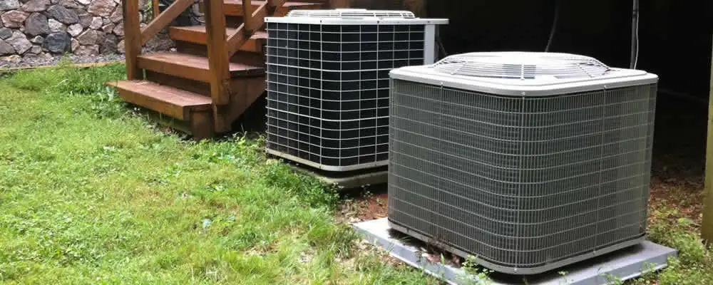 Heat pump installation and service units outside a home in Evansville, IN